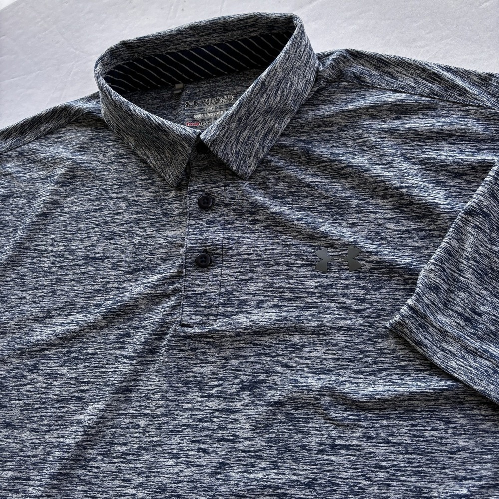 Under Armour Loose Heatgear Gray Short Sleeve Mens Golf Polo Shirt Size 2XL